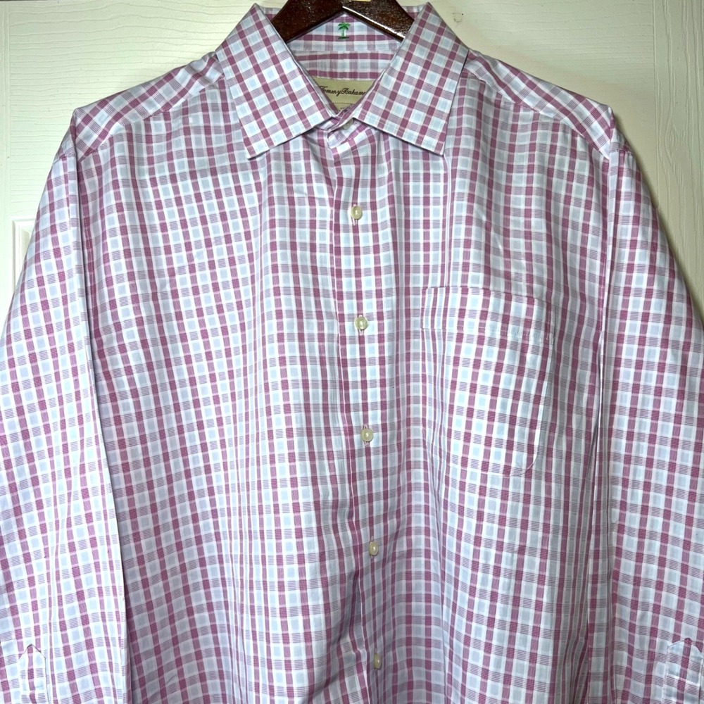 Size XL Tommy Bahama Plaid Cotton Long Sleeve Button Down Shirt 17‎ 32-33